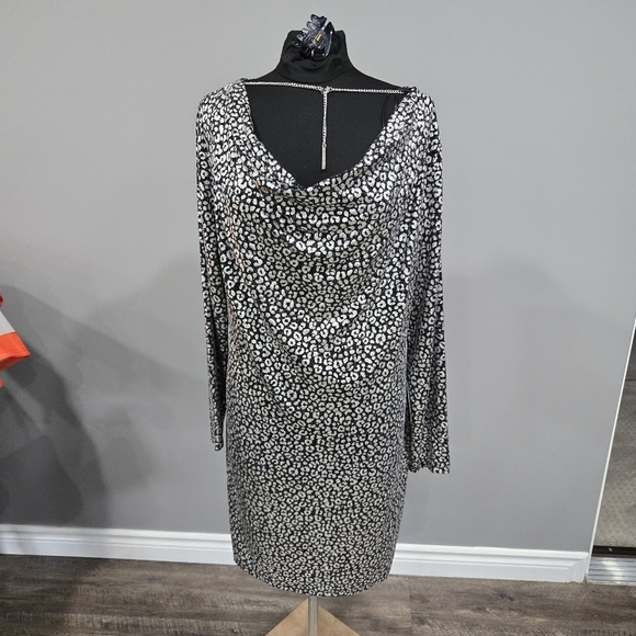 🐢 Michael Michael Kors Silver Shimmer Midi Dress Size XXL - Picture 10 of 13